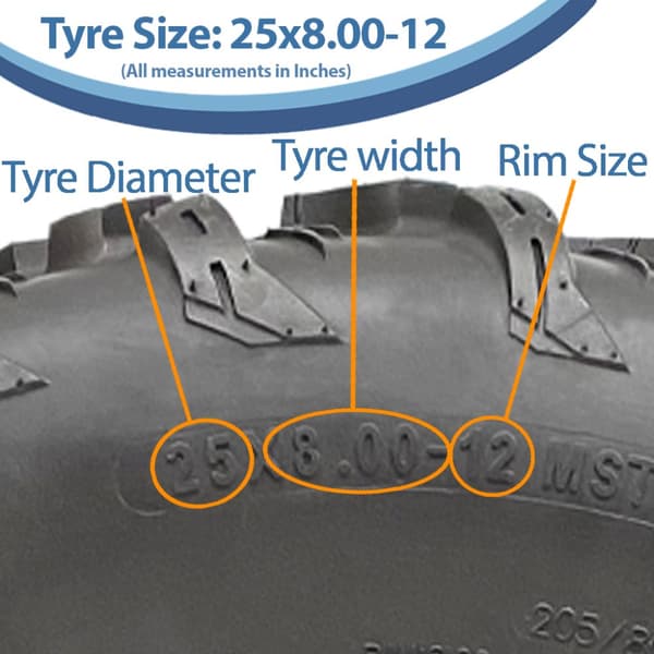 25x8.00-12 ATV-däck 205/80-12 4ply P3080 OBOR Pinacle 61K Road Legal (uppsättning om 3)