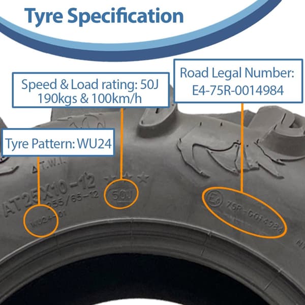 25x10.00-12 & 25x8.00-12 ATV 6ply dæk WU24 OBOR Scoprio Road Legal (sæt med 4)