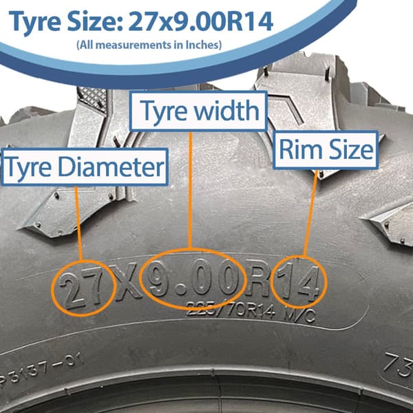 27x9.00R14 ATV-dæk 8ply P3137 OBOR 225/70R14 Outslope 73J Road Legal (sæt med 2)