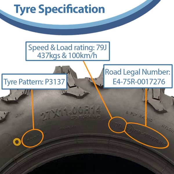 27x11.00R14 ATV-rengas 8ply (275/60R14) P3137 OBOR Outslope Road Legal (3 kpl:n sarja)