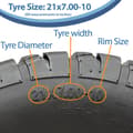 Miniatyrbillede 5 af 9: 21x7.00-10 (175/75-10) OBOR Beast 6ply Front tubeless dæk Road Legal (sæt med 4)
