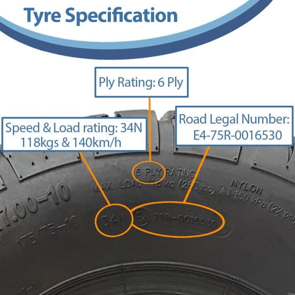 21x7.00-10 (175/75-10) OBOR Beast 6ply Front tubeless dæk Road Legal (sæt med 4)