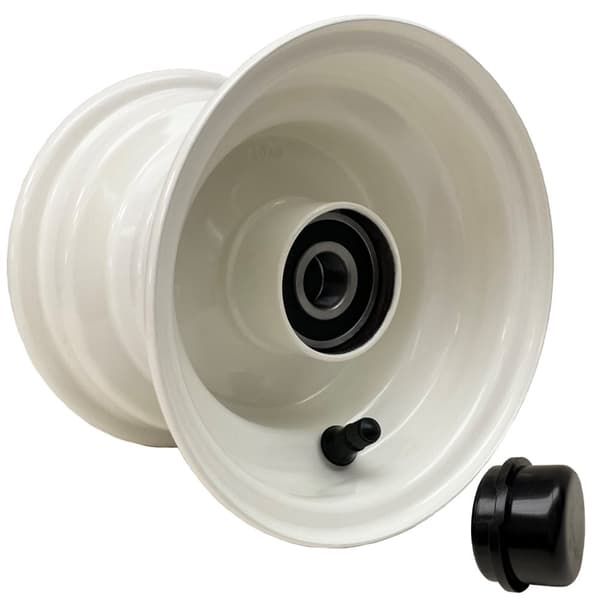 4.50x6 fælg stålhjul svejset 20 mm kugleleje 80 mm navlængde + hætte (sæt med 4)