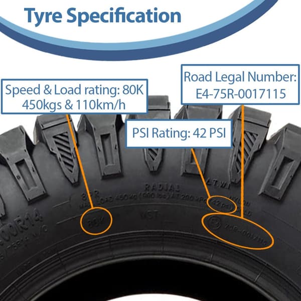 27x9.00R14 ATV-dæk 8ply OBOR Predator 225/70R14 E-Marked Road Legal (sæt med 4)
