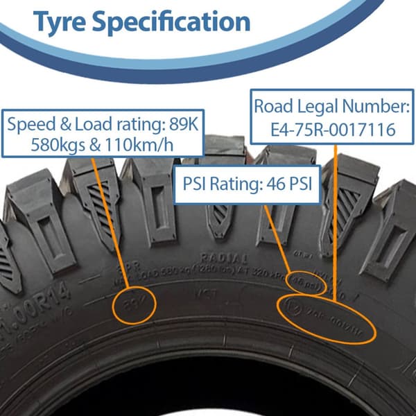 27x11.00R14 ATV-rengas 8ply OBOR Predator 275/60R14 E-Marked Road Legal (4 kpl)