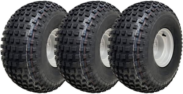 22x11.00-8 Knobby ATV-dæk med 4 knopper Trailer Quad-hjul 100 mm PCD (sæt med 3)