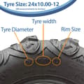 Miniatyrbillede 5 af 9: 24x10.00-12 ATV Quad-dæk OBOR Mudsling Tubeless Road Legal 267 kg (sæt med 4)
