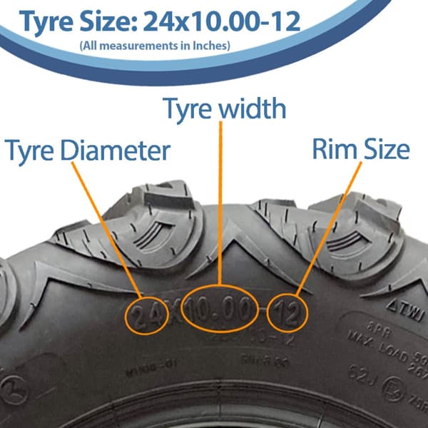24x10.00-12 ATV Quad-dæk OBOR Mudsling Tubeless Road Legal 267 kg (sæt med 4)