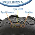 Pikkukuva 5 / 9: 25x8.00-12 ATV Quad rengas OBOR Mudsling WU05 Tubeless E-Marked Road Legal 165kgs
