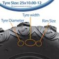 Miniatyrbild 5 av 9: 25x10.00-12 ATV Quad Däck OBOR Mudsling WU06 Tubeless E-Marked Road Legal 200kgs