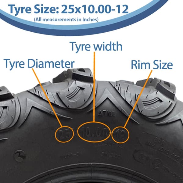 25x10.00-12 & 25x8.00-12 ATV Quad renkaat OBOR Mudsling Road Legal (2 & 2-sarja)