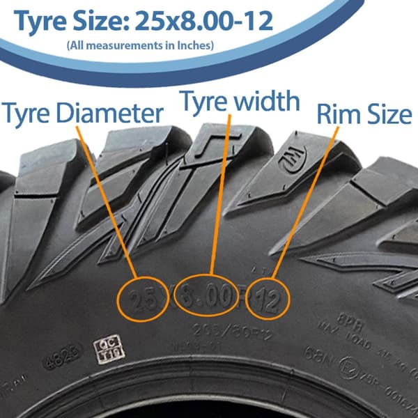 25x8.00-12 ATV 205/80R12 Däck 8ply WL03 OBOR Antelope 68N Road Legal (Set om 4)
