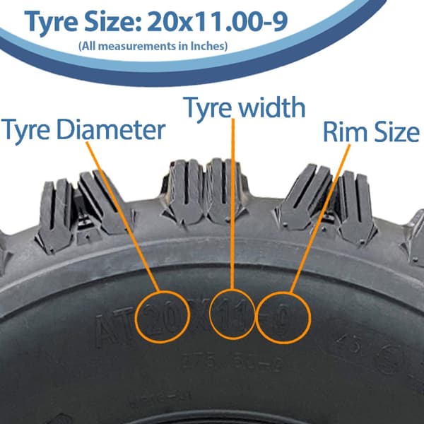 20x11.00-9 ATV Quad-dæk OBOR Kraken WP18 Tubeless E-Marked Road Legal 155kgs