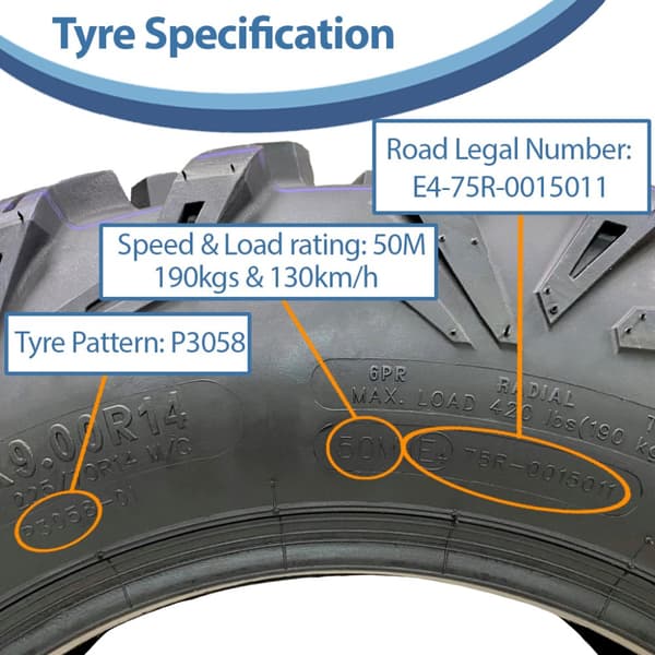 27x9.00R14 (225/70R14) 6-kerroksiset ATV-renkaat P0358 OBOR Cypress Road Legal (3 kpl)