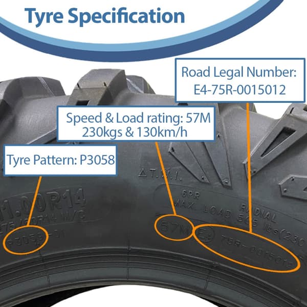27x11.00R14 (275/60R14) 6-lags ATV-dæk P0359 OBOR Cypress Road Legal (sæt med 3)