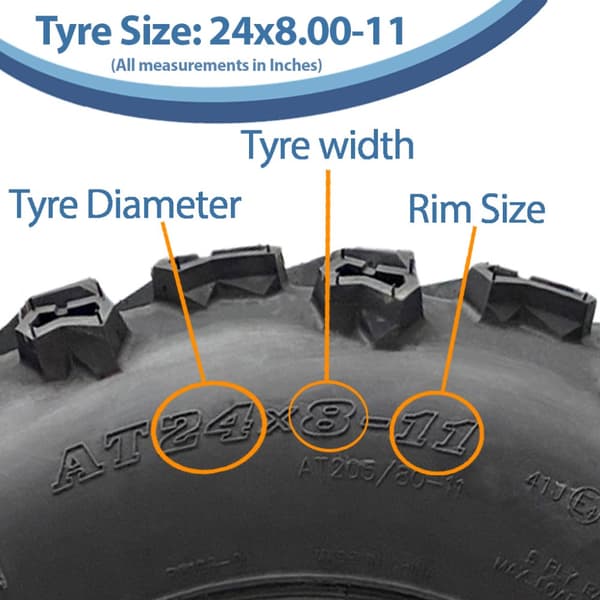 24x8.00-11 Quad ATV Däck 6ply Wanda P3128 E-Marked Road Legal Tubeless 41J Däck