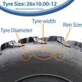 Pikkukuva 6 / 9: 26x10.00-12 & 26x8.00-12 ATV renkaat 6ply P3080 OBOR Pinacle Road Legal (4 kpl)