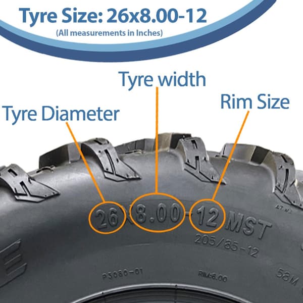 26x10.00-12 & 26x8.00-12 ATV renkaat 6ply P3080 OBOR Pinacle Road Legal (4 kpl)