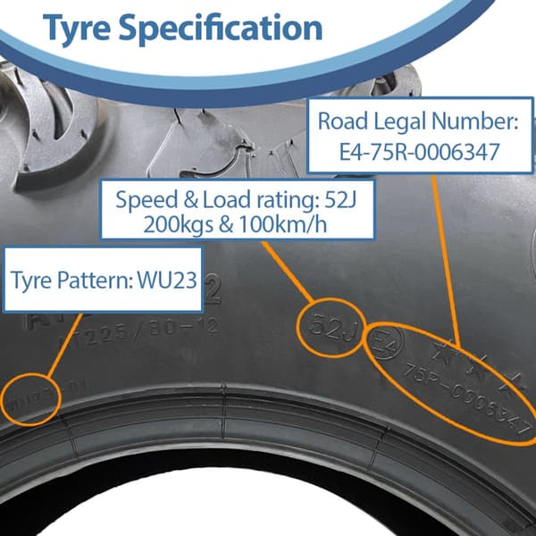 27x9.00-12 (225/80-12) 6-lags ATV-dæk WU23 OBOR Scoprio 52J Road Legal (sæt med 4)
