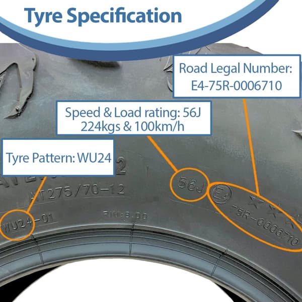 27x11.00-12 ATV Renkaat 275/70-12 6ply WU24 OBOR Scoprio 56J Road Legal (4 kpl)