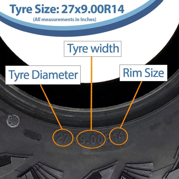 27x9.00R14 ATV-däck 225/70R14 OBOR Lynx 8ply WL15 E-Marked Road Legal 54M 212kgs