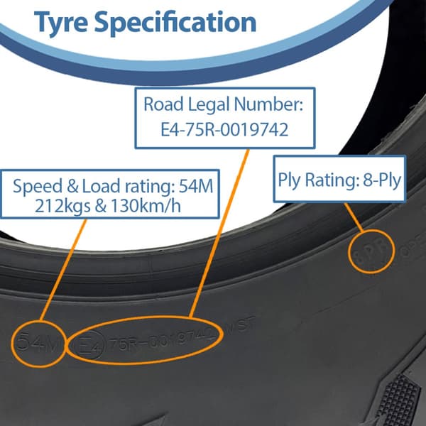 27x9.00R14 ATV-däck 225/70R14 OBOR Lynx 8ply WL15 E-Marked Road Legal 54M 212kgs
