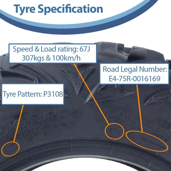 27x9.00R14 ATV-dæk 225/70R14 OBOR Vulture 6-ply Road Legal 67J 307kg (sæt med 3)
