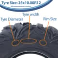 Pikkukuva 5 / 9: 25x10.00R12 ATV-rengas 255/65R12 OBOR Vulture 6ply E-Merkitty Road Legal 67J 307kgs