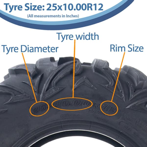 25x10.00R12 & 25x8.00R12 ATV-däck OBOR Vulture 6-ply Road Legal (Set om 2 & 2)