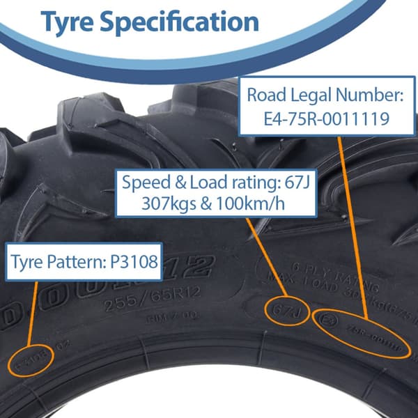 25x10.00R12 & 25x8.00R12 ATV-däck OBOR Vulture 6-ply Road Legal (Set om 2 & 2)