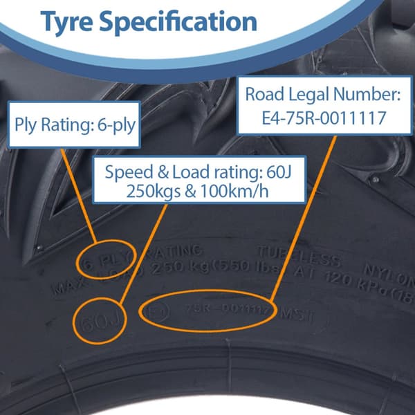 25x10.00R12 & 25x8.00R12 ATV-däck OBOR Vulture 6-ply Road Legal (Set om 2 & 2)