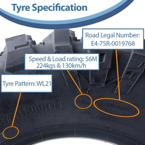 27x11.00R14 ATV rengas 8ply 275/60R14 WL21 OBOR Terrarex 56M Road Legal (4 kpl)