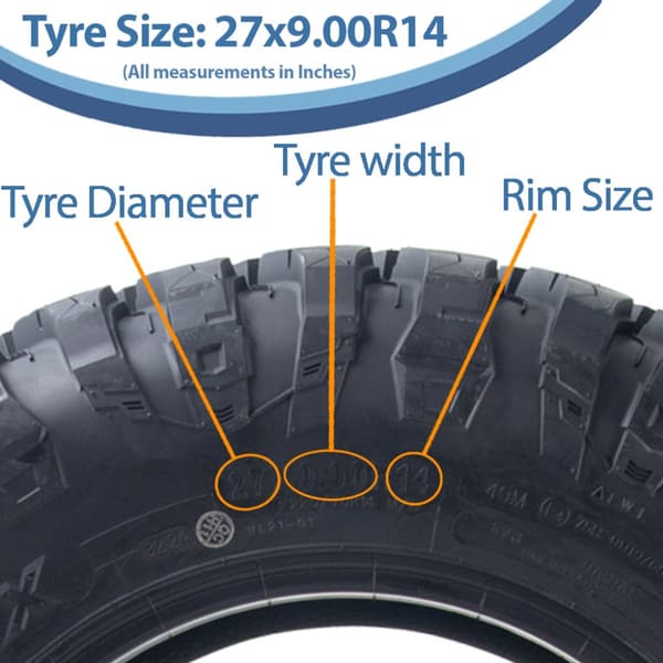 27x9.00R14 ATV renkaat 8ply 225/70R14 OBOR WL21 Terrarex 49M Road Legal (3 kpl)