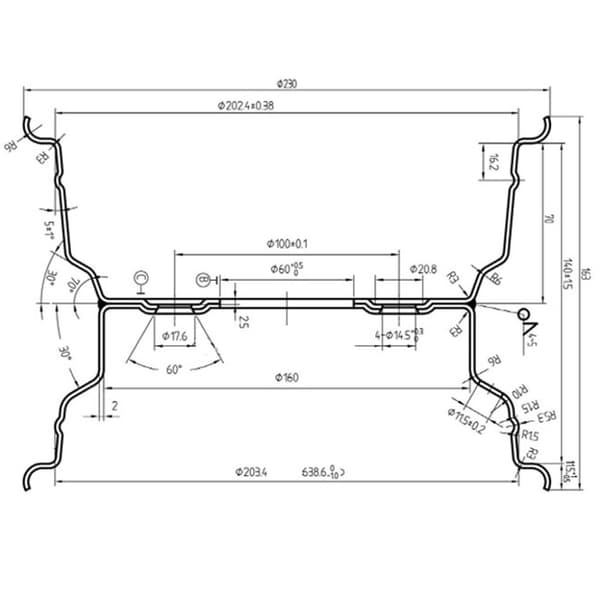 5.50x8 Teräsvanne 4 nasta Metrinen 100mm PCD 60mm keskireikä 357kg (3 kpl)