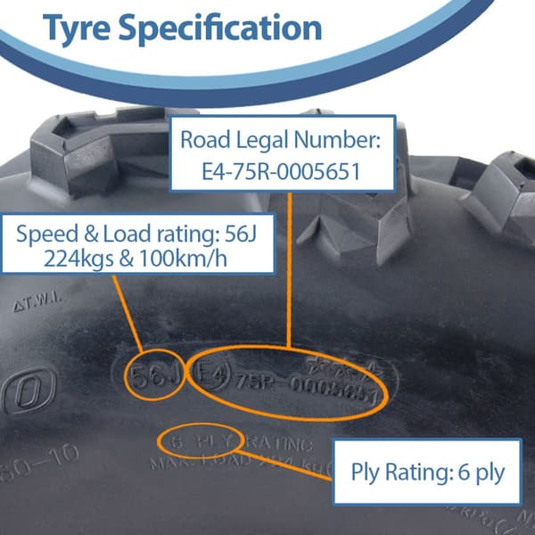 25x12.00-10 Quad ATV rengas 6ply Journey P3128 E-Marked Road Legal rengas (4 kpl)