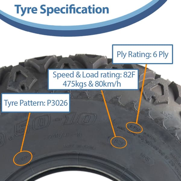 24x9.50-10 Utility ATV Gator Dæk P3026 Grass 6-ply Tubeless Journey 240/75-10