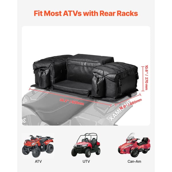 50L ATV-säilytyspussi, sieni-istuintyyny, pulloteline