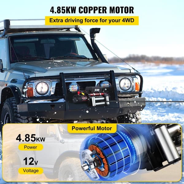 13500LBS Elektrisk Spil til 4X4 - 6,5HK Motor, 28m Stålkabel & Trådløs Betjening