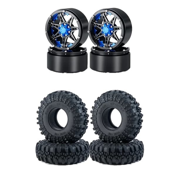 RC Crawler Hjul, Metal Beadlock Design, 137mm Gummidæk, Rød Sort Sæt