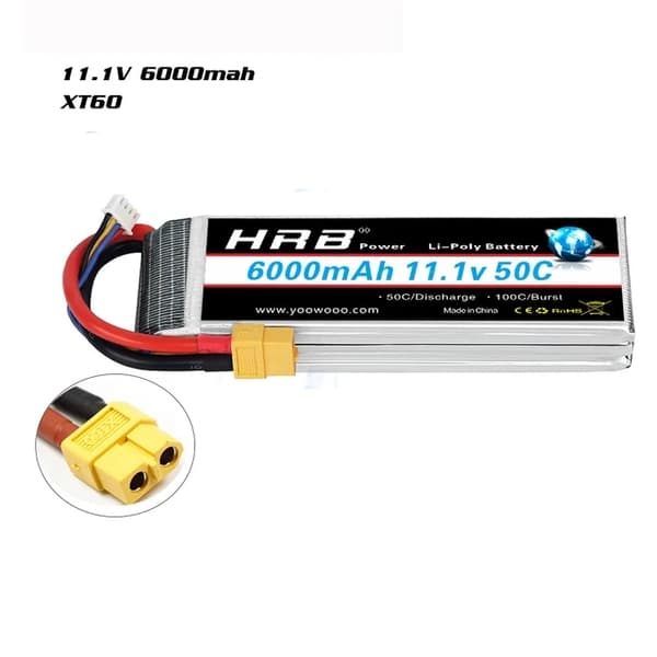 Lipo-akku, suuret kapasiteettivaihtoehdot, Deans XT60-liitin, 3S 6000mAh T