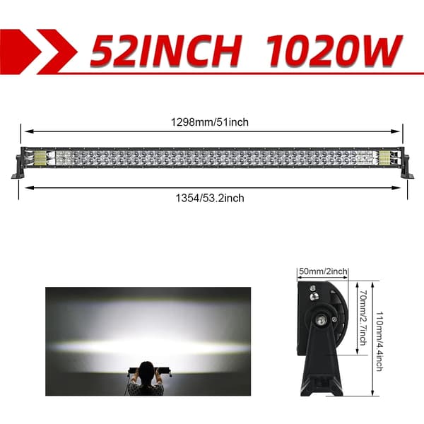 LED-valopalkki, 2-rivinen muotoilu, yhdistelmä offroad-valo, 42 Kaareva ilman johtoa