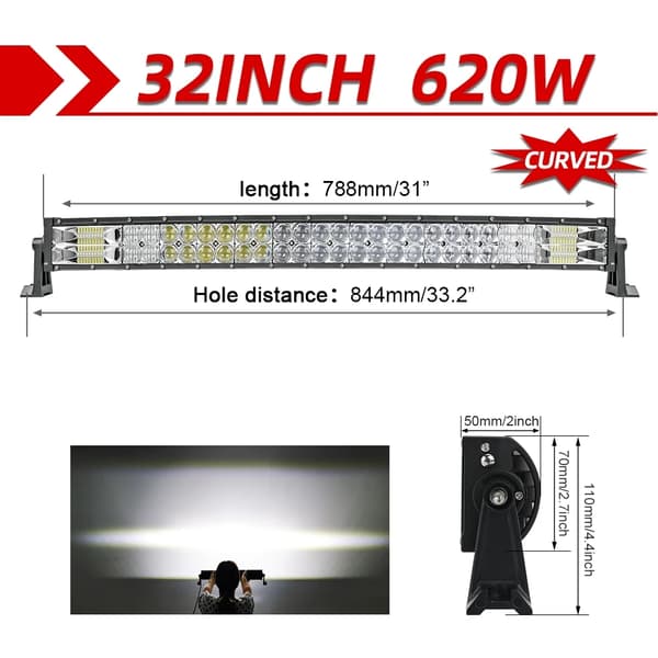 LED-ljusramp, 2-radig design, kombinations offroad-ljus, 42 Curved utan tråd