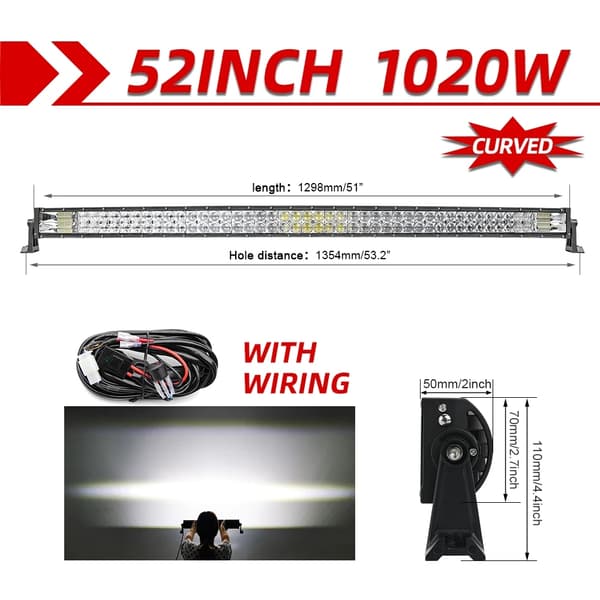 LED-valopalkki, 2-rivinen muotoilu, yhdistelmä offroad-valo, 42 Kaareva ilman johtoa