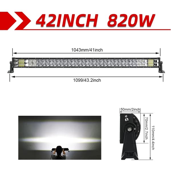 LED-ljusramp, 2-radig design, kombinations offroad-ljus, 42 Curved utan tråd
