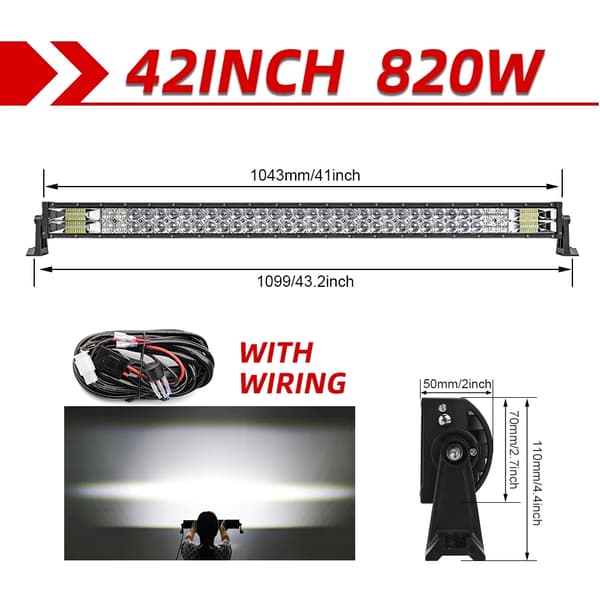 LED-ljusramp, 2-radig design, kombinations offroad-ljus, 42 Curved utan tråd