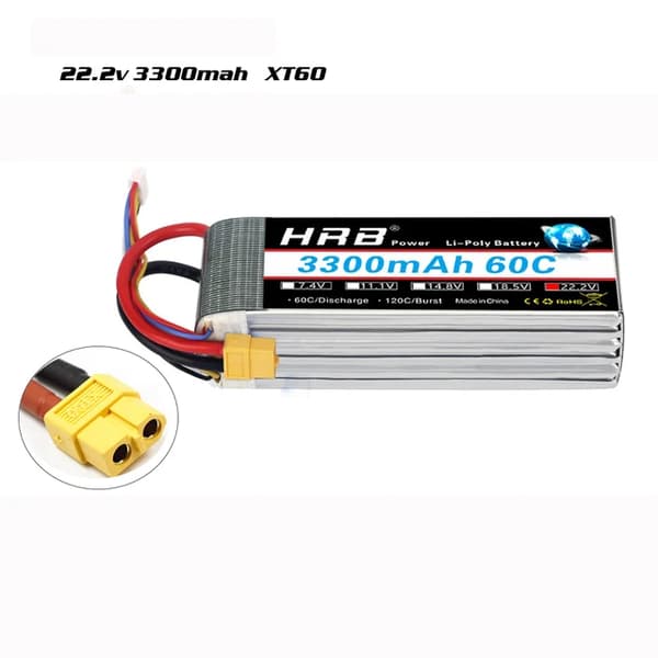 Lipo-akku, suuret kapasiteettivaihtoehdot, Deans XT60-liitin, 6S 3300mAh XT60