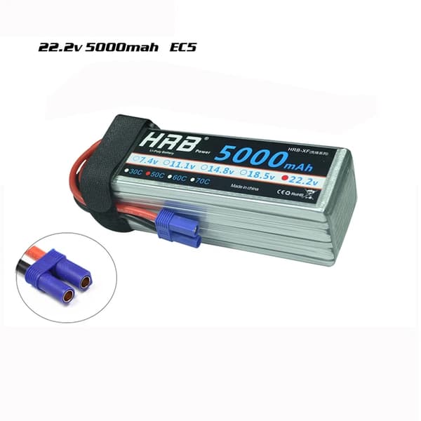 Lipo-akku, suuret kapasiteettivaihtoehdot, Deans XT60-liitin, 6S 5000mah EC5