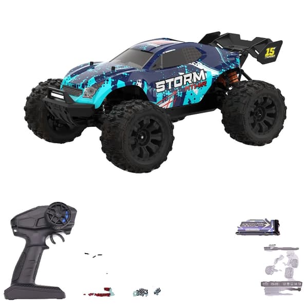 RC Truck, 80 km/t, 2200 mAh batteri, 4-kanals kontrol,MT14R 3B Lys Blå