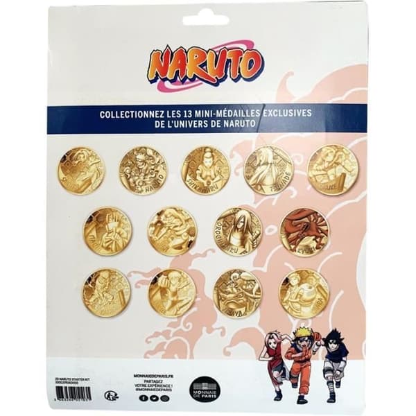 Naruto medaljongupptäckarsats Monnaie De Paris - guld/blå/orange - 35x1,5x24 cm
