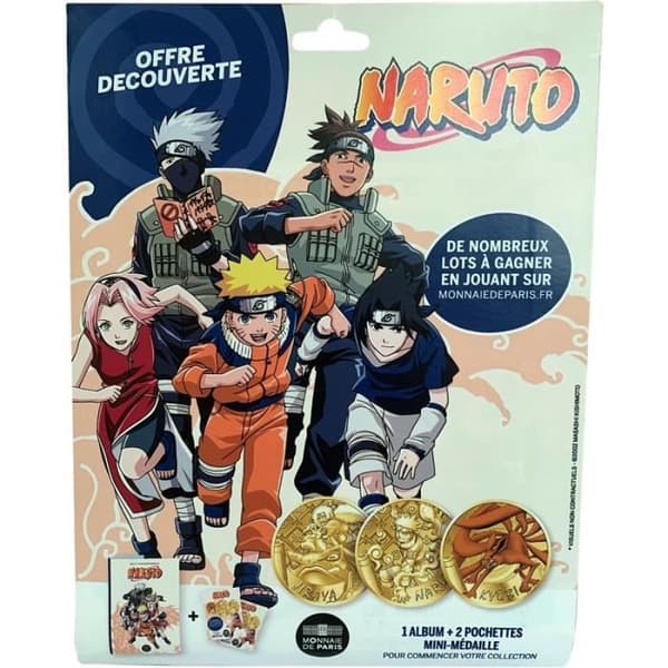 Naruto medaljongupptäckarsats Monnaie De Paris - guld/blå/orange - 35x1,5x24 cm